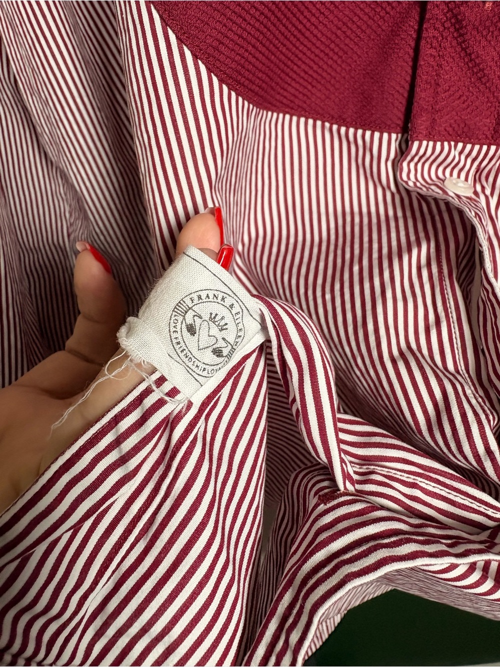 Frank & Eileen Burgundy Stripe Button-Down with Burgundy Bib tuxedo style - Picture 6 of 11
